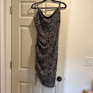 Elegant Black Patterned Women's Dress